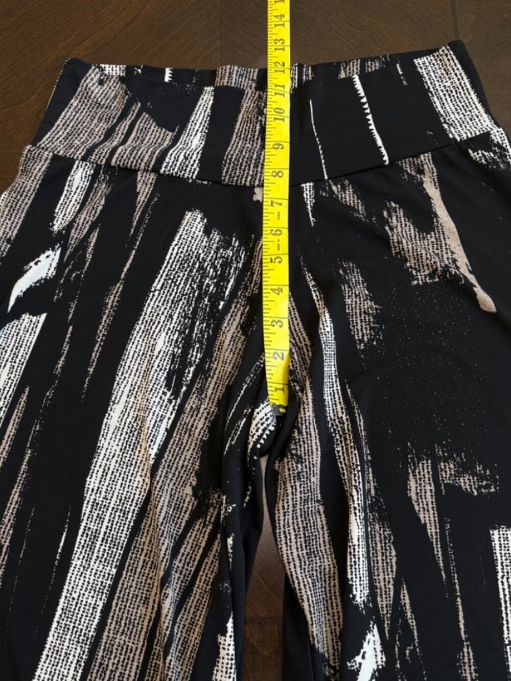 Clara Sun Woo Wide Leg Palazzo Pants Sz L Abstract Print Liquid Knit Travel - Picture 8 of 10